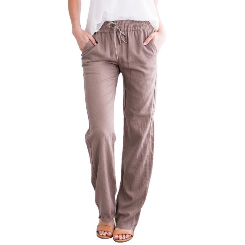 Women's Loose Wide Leg Trousers, Long Pants with Bandage on the Waist in Fashion and Leisure Style