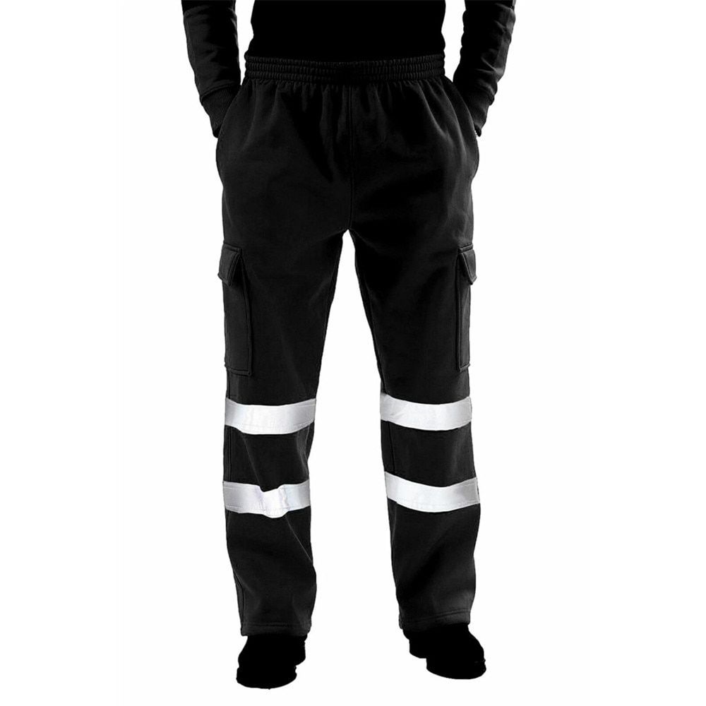 Men's Sweatpants Autumn Winter High Visibility Reflective Work Pants Lightweight Breathable Casual Loose Cargo Trousers