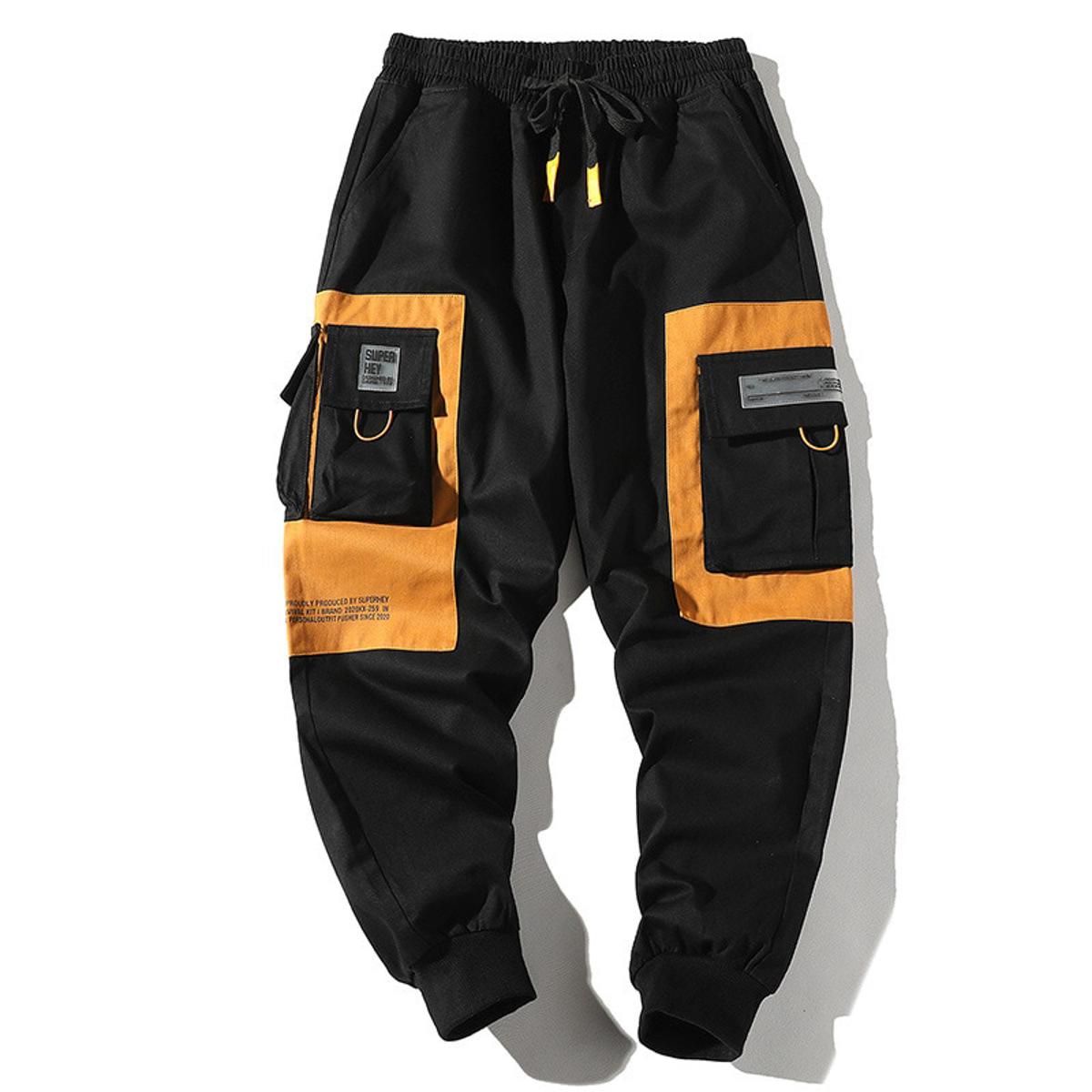 Hip Hop Men Multi-pocket Elastic Waist Design Harem Pant Street Punk Hip Hop Casual Trousers Joggers Male Cargo Pants ABZ