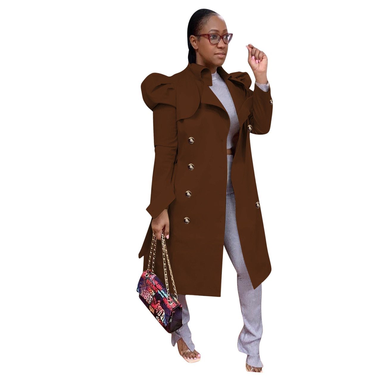 Autumn and Winter Fashion Style Women Long Sleeve Solid Color Trench Women Long Coat Trench Coat for Women Women Clothes
