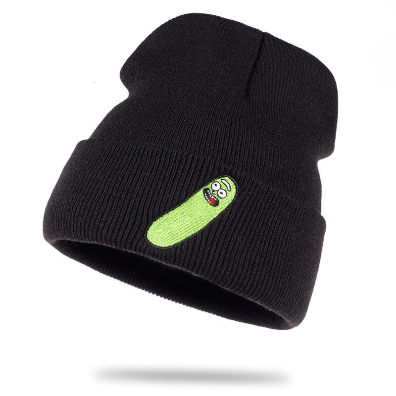 Knitted Hat Hats Elastic Brand Embroidery Warm Winter Skullies Cartoon Image Comical