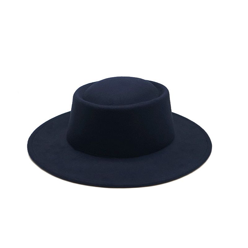 Winter Autumn Simple Wool Women man Fedora Hat For ElegmantLady Floppy ClocWide Brim Jazz Caps Solid color Flat top