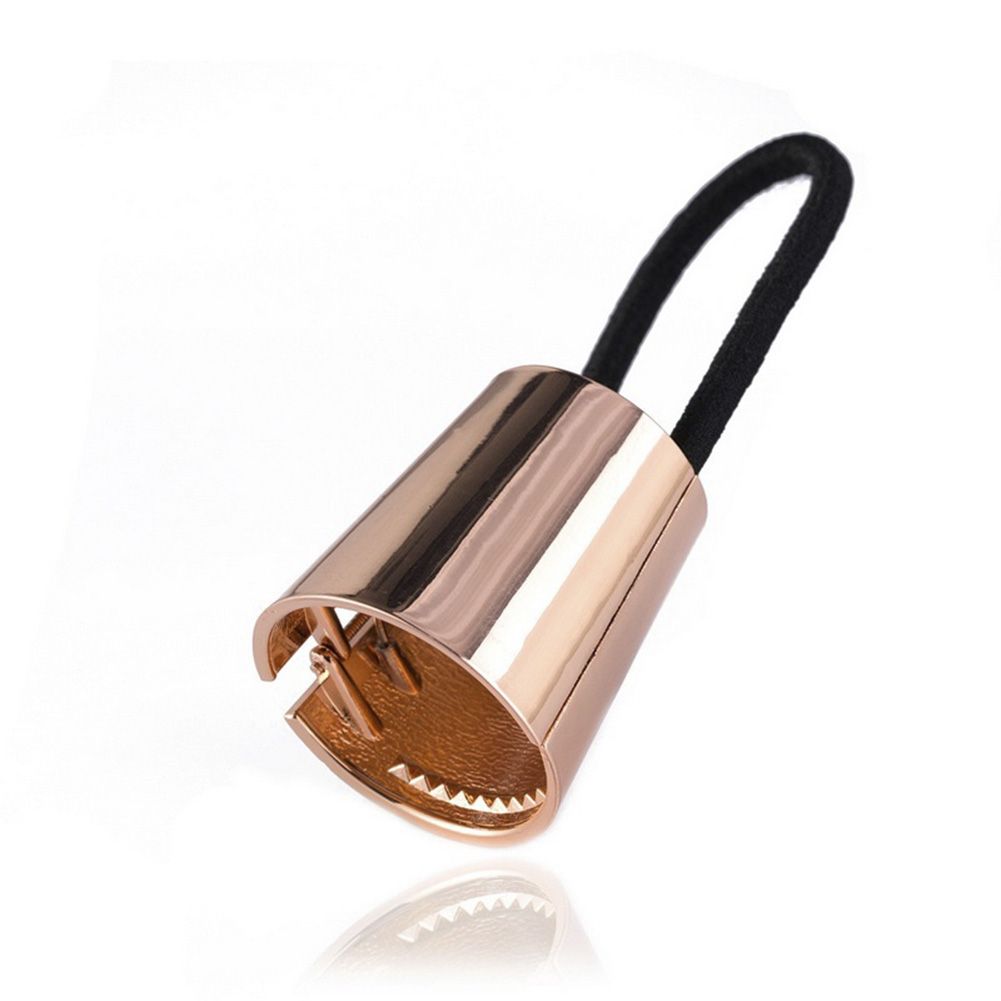 Trendy Women Alloy Horn Hair Cuff Stretch Ponytail Holder Elastic Rope Hairband