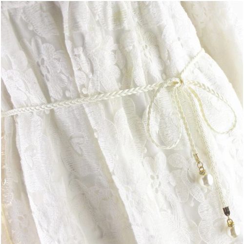 PU Leather Simulated Pearl Thin Elastic Waist Belt For Women