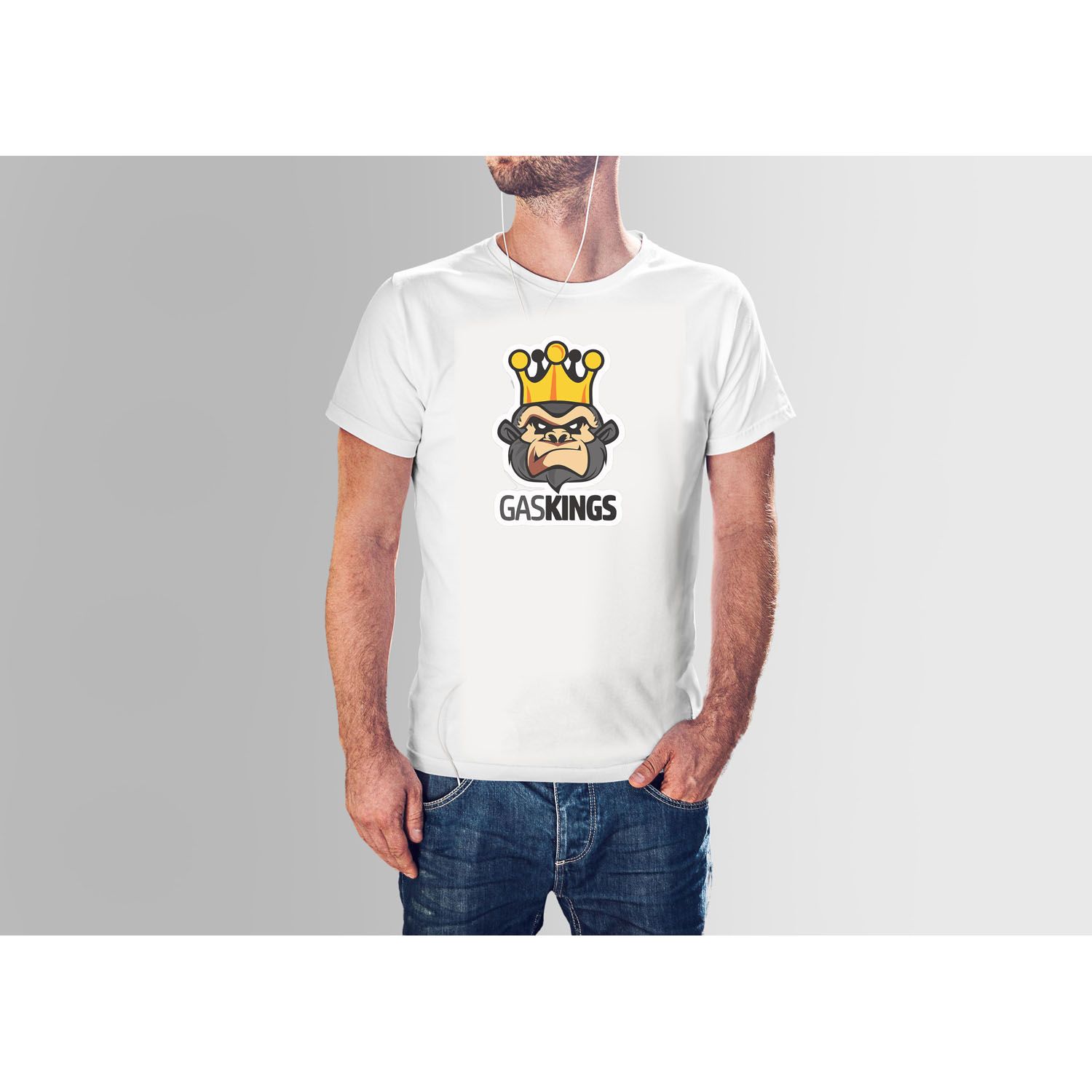 White Cotton Gaskings  Cartoon HNH Tshrit T-shirt For Men