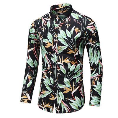 LIFENWENNA 6XL 7XL Shirt Men New Fashion Personality Print Long Sleeve Shirts Mens Casual Plus Size Flower Beach Hawaiian Shirt