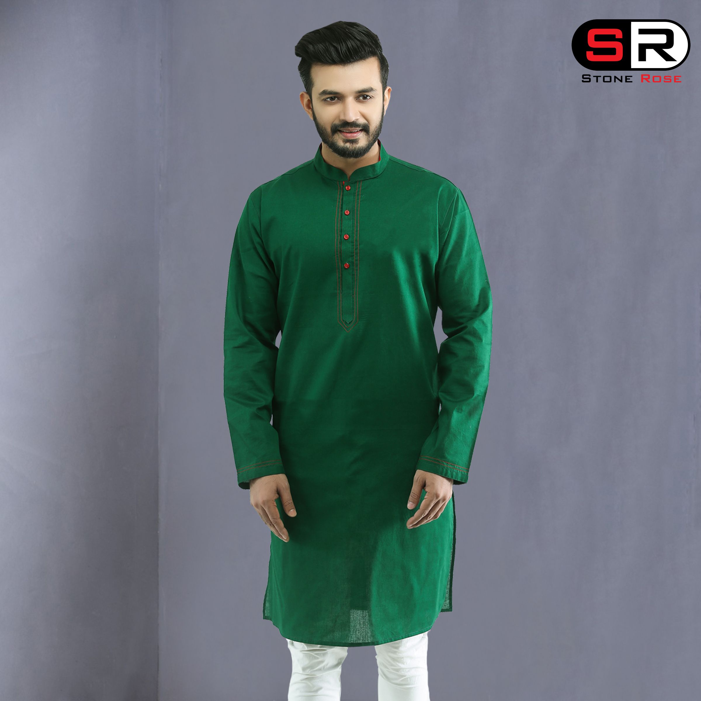 Men's Solid Color Stylish Casual Panjabi By Stone Rose - 17913P