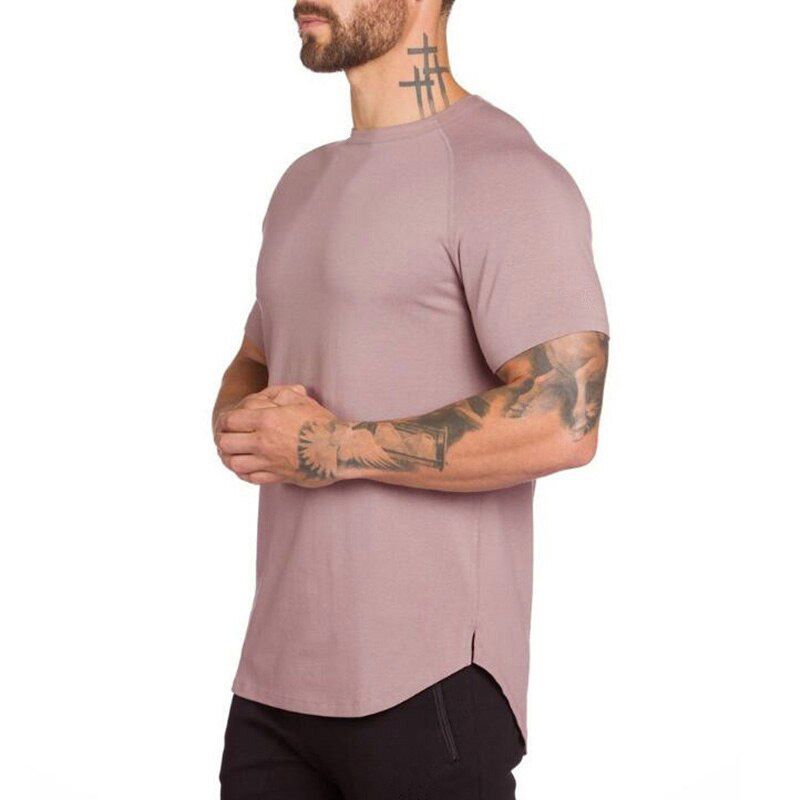 Brand clothing fitness t shirt men fashion extend long tshirt summer gym short sleeve t-shirt cotton bodybuilding Slim fit tops