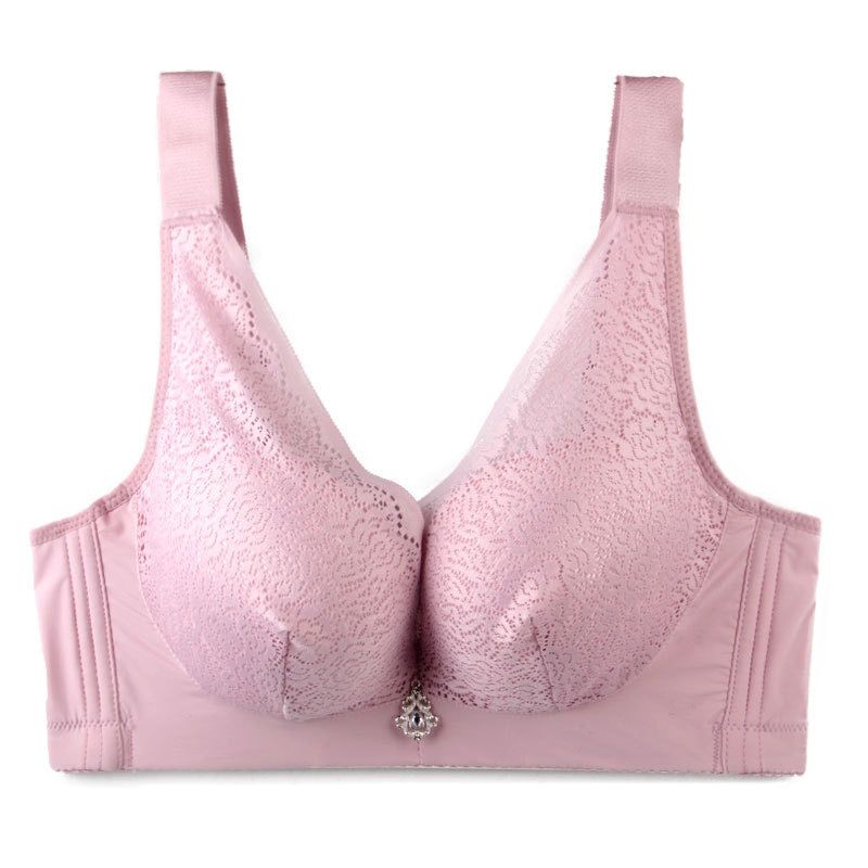 Queenral Bra Large Size Women Lace Push Up Bras For Women Wire Free Plus Size Bra Brassiere Bralette Hollow Tube Top Full Cup