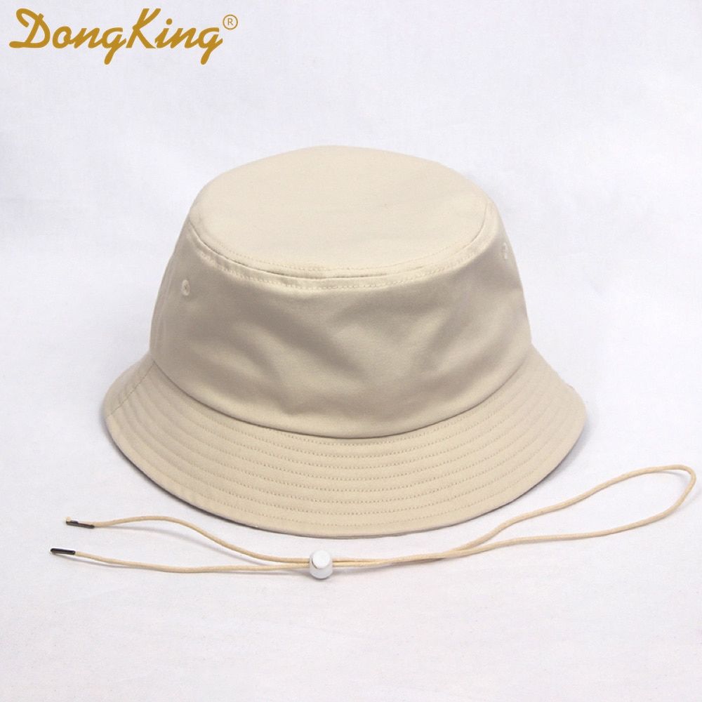 DongKing Big Size Bucket Hats Windproof String Hat Large Head Outdoor Bucket Caps Top Quality Cotton Pig Buckle