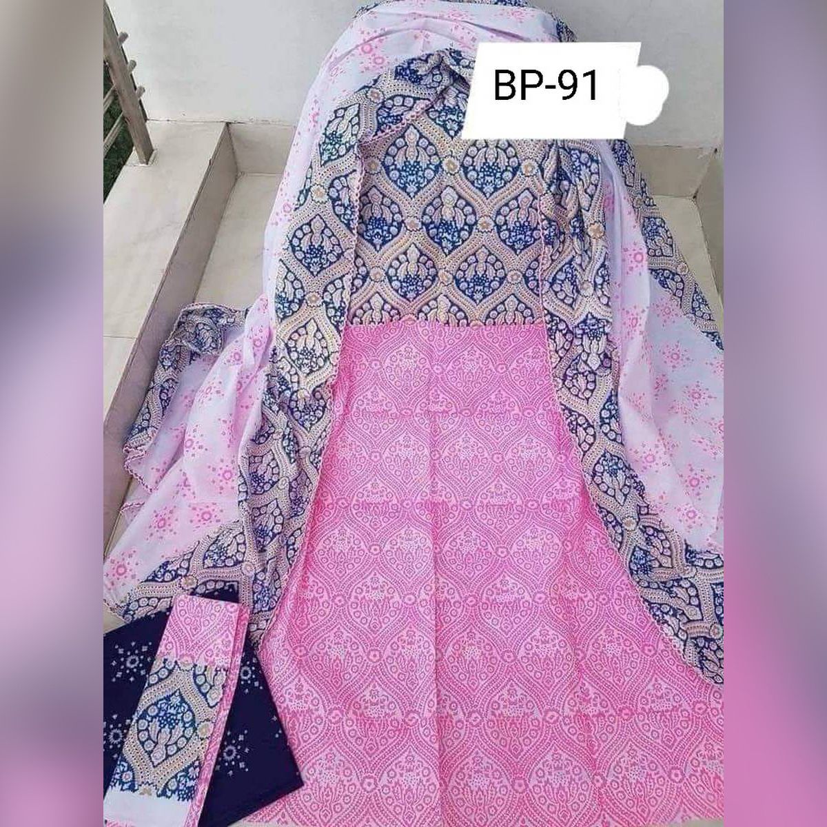 New Gorgeous Unstitched Block Printed Cotton Unstitched Three Piece For Women