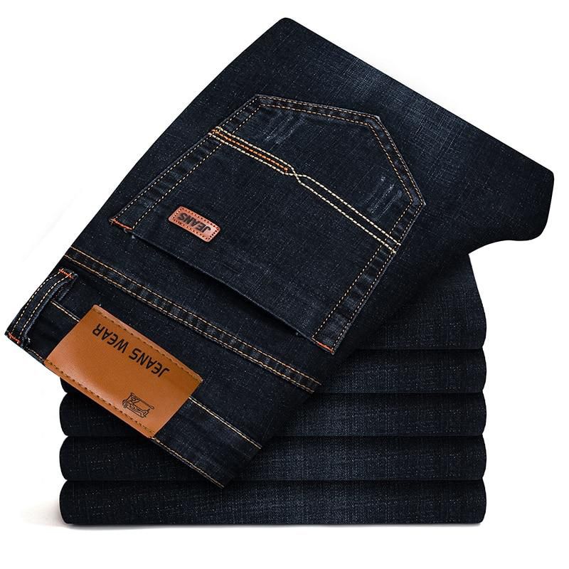 New Men's Slim Stretchable Jeans Straight Cut Pants Fashion Business Casual Classic Elastic Style Skinny Jeans Denim Trousers Male