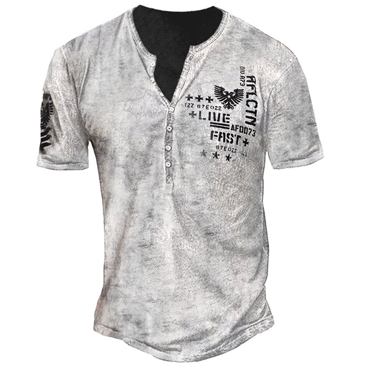 Punk Style Men's Short Sleeve T Shirts Imitation Cotton Gothic Male Tops Oversized V Neck 3d Printed T-Shirts