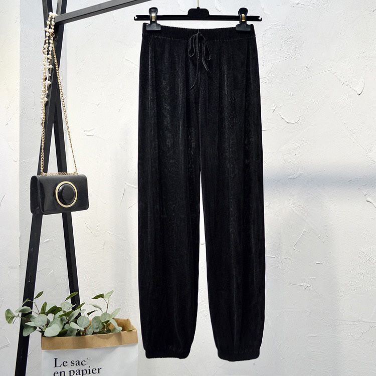 pantalones de mujer Summer For Women Casual Elastic High Waist Loose Long Pants топик женский Pleated Pant Trousers топ