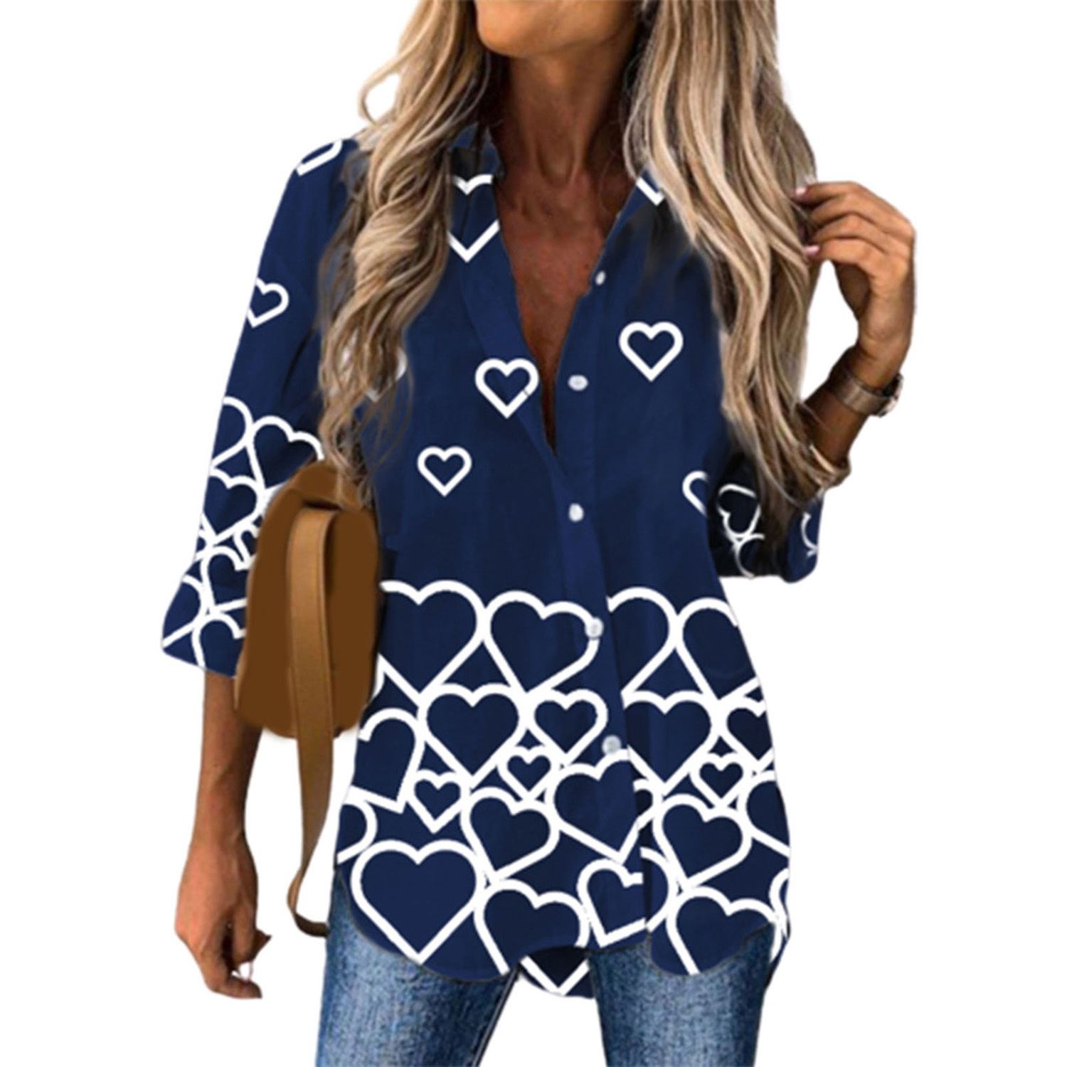 Female Shirt Lapel Collar Loose Women Large Size Long Sleeve Shirt