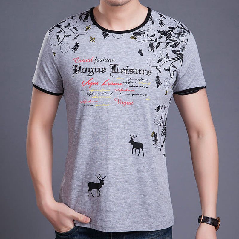 White color stylist printed  Cotton Half  Sleeve T-Shirt for Men