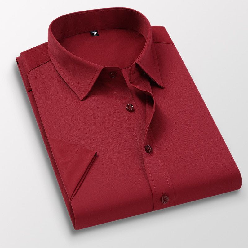 Men's Dress Shirts Casual Short Sleeve Hot Fashion White Black Blue Red Pink Slim Trend Business Formal Clothes Male Clothing