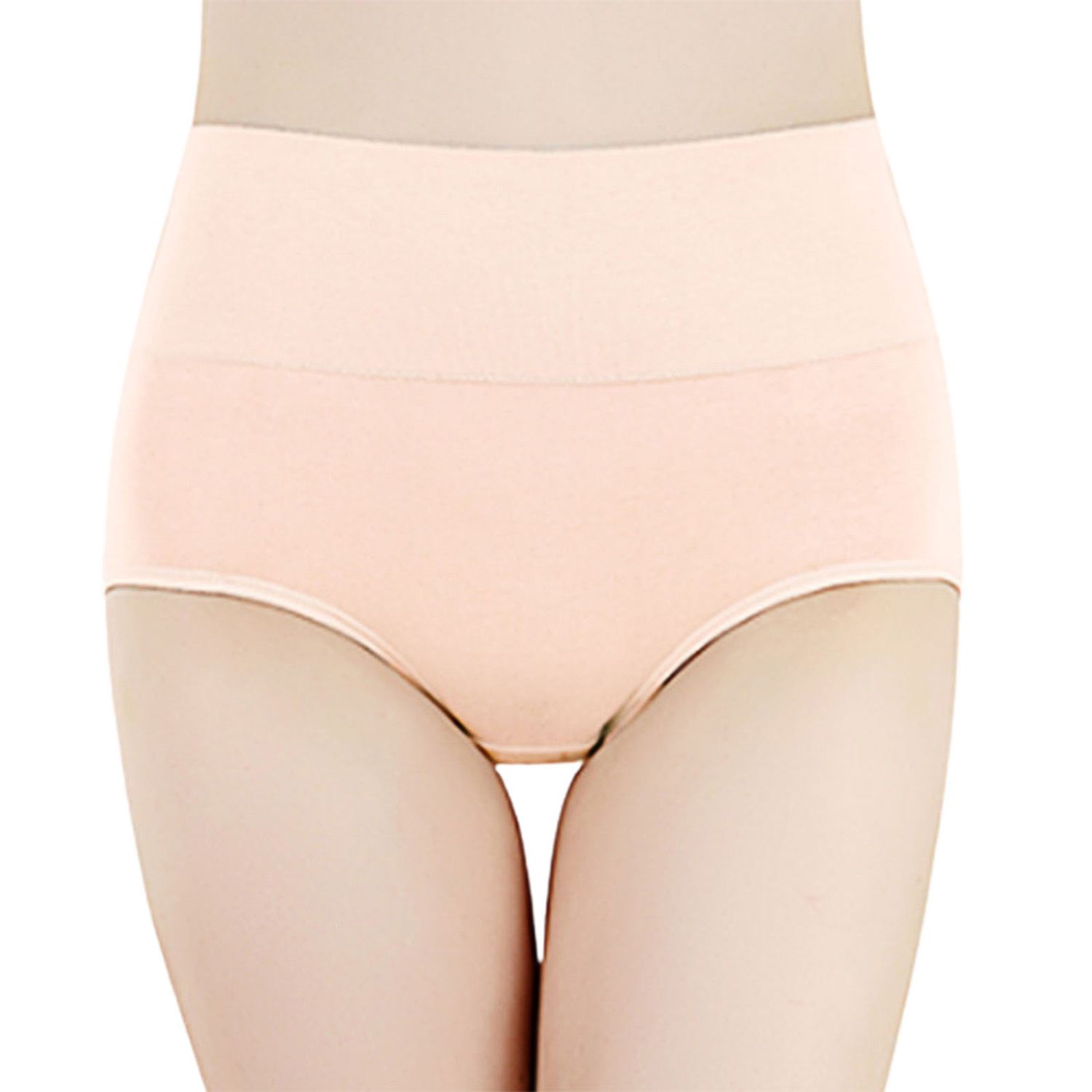 Women Briefs Solid Color High Waist Full Coverage Stretchy Tummy Control Underpants Underwear for Daily Life