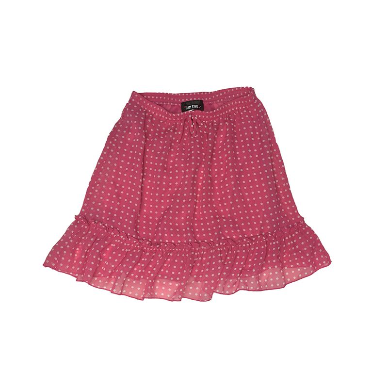 Women's Ruffle Mini Skirt, High Waist Dots Print Tie Up Front A-Line Short Skirt