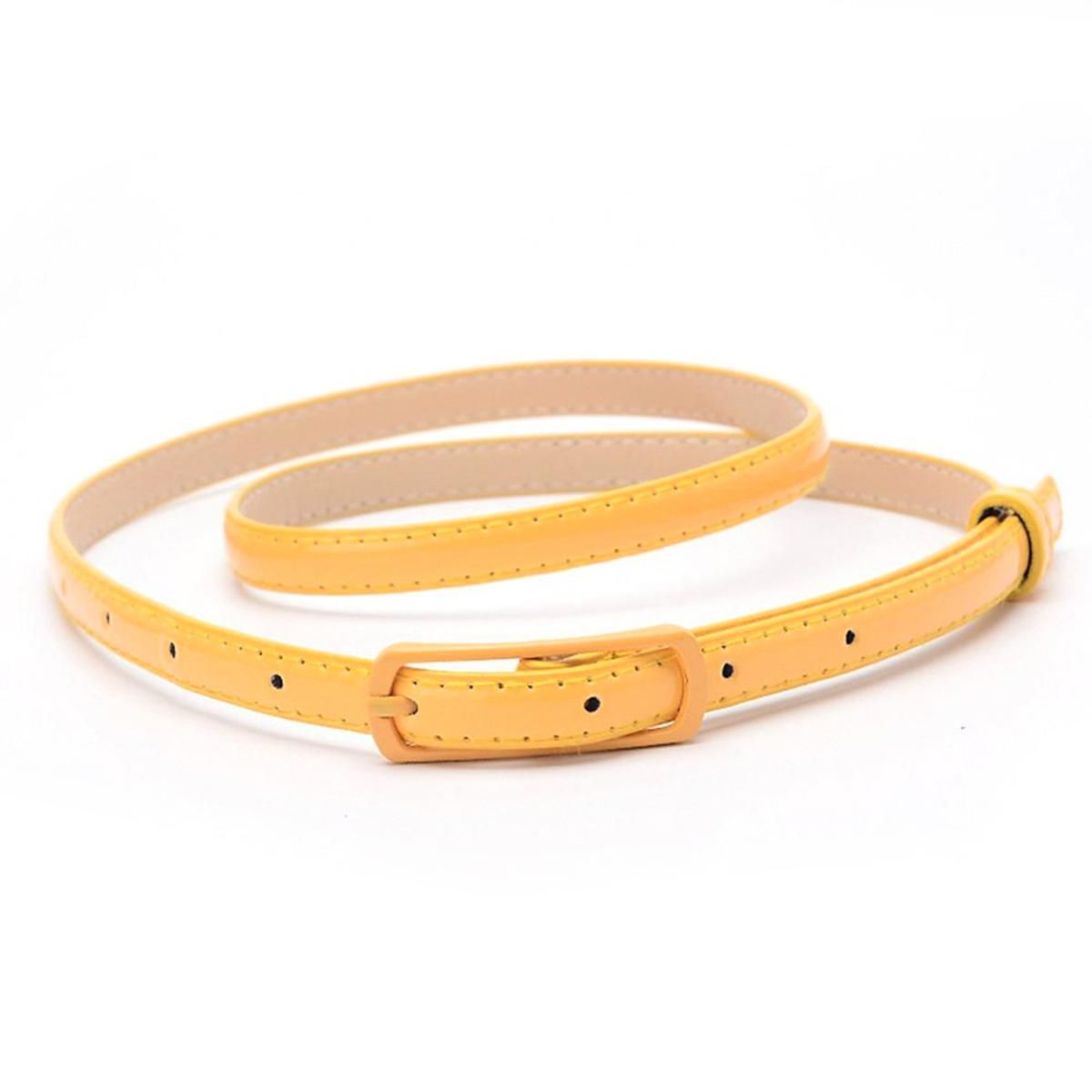Fashion Women Faux Leather Narrow Skinny Thin Waist Belt Buckle Strap Waistband