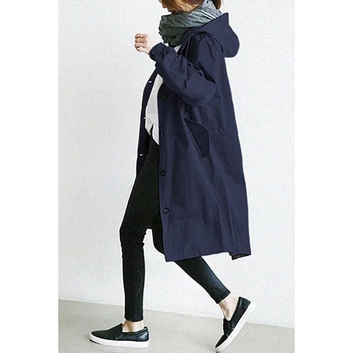 Long Coat Female Autumn Women's Trench Coat Long Sleeve Top Solid Pocket Casual Trench Women Clothing Loose England Style Jacke