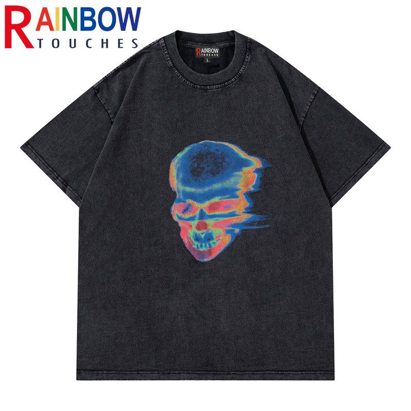 Rainbowtouches 2022 Half-Sleeve T-Shirt UniHigh Street Vintage Graphic T Shirts Loose Casual Street Fashion Hop Anime