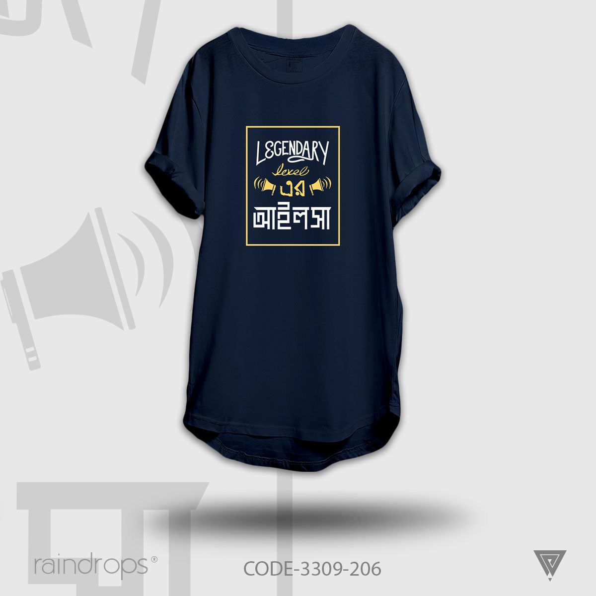 Raindrops Premium T-shirt Legendari Level ar Aailsha Designed Half Sleeve Navy Blue T-shirt For Woman