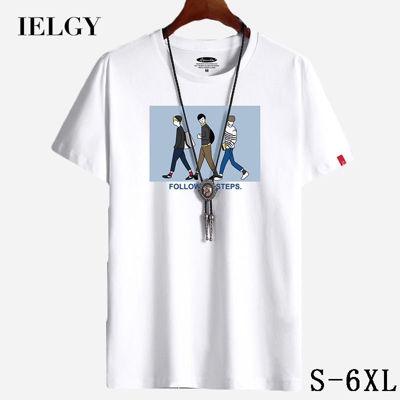 IELGY Short-sleeved t-shirt men's summer men's half-sleeved new leisure trend take a large size