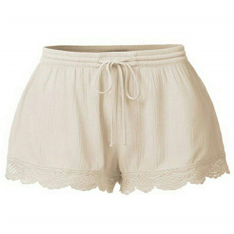 New Hot Women Casual Simple Shorts Drawstring Elastic Waist Streetwear Hollow Loose Mid Waist Summer Fashion Shorts
