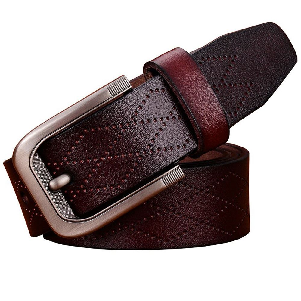 Fashion Geometric leather for men Luxury pin buckle belt man Quality second layer Cow skin strap male Width cm
