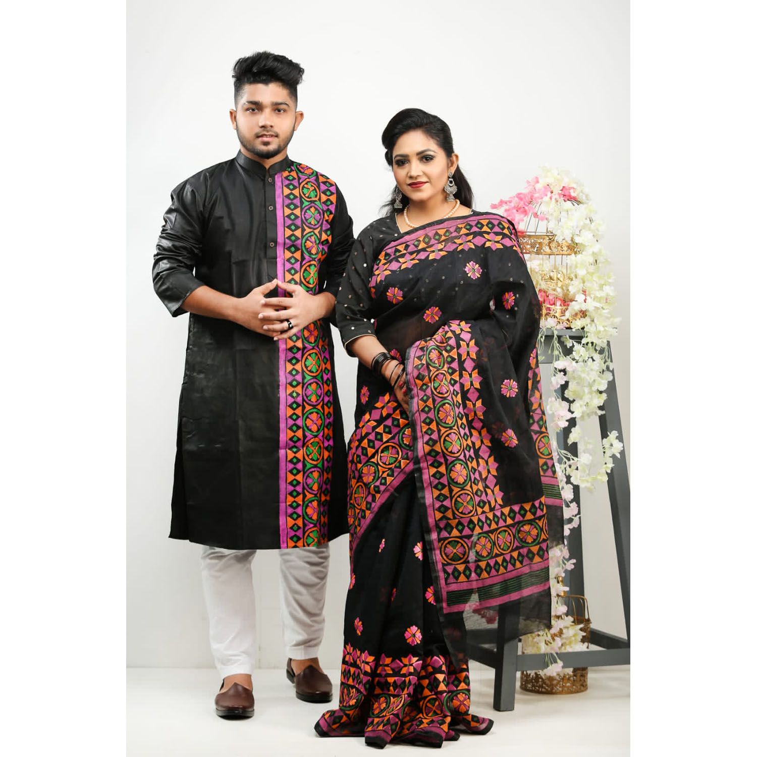 Fashion's House collection special couple set panjabi and sharee half silk panjabi and