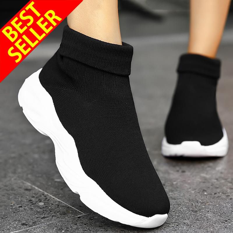 Women Sneakers Knit Upper  Sport Shoes Sock Boots Woman Fashion Shoes High Top Running Shoes for Women