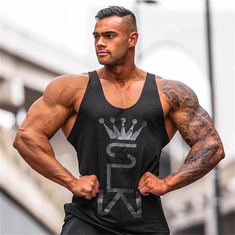 Cotton Gyms TaTops Men Sleeveless Tanktops For Men Bodybuilding Clothing Undershirt Fitness Stringer Vest