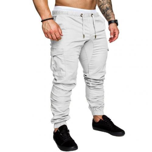 Men's Sweatpants Light Weight Pants Plus Size Men Casual Solid Color Waist Drawstring Multickets Long Cargo Pants Weight Pan