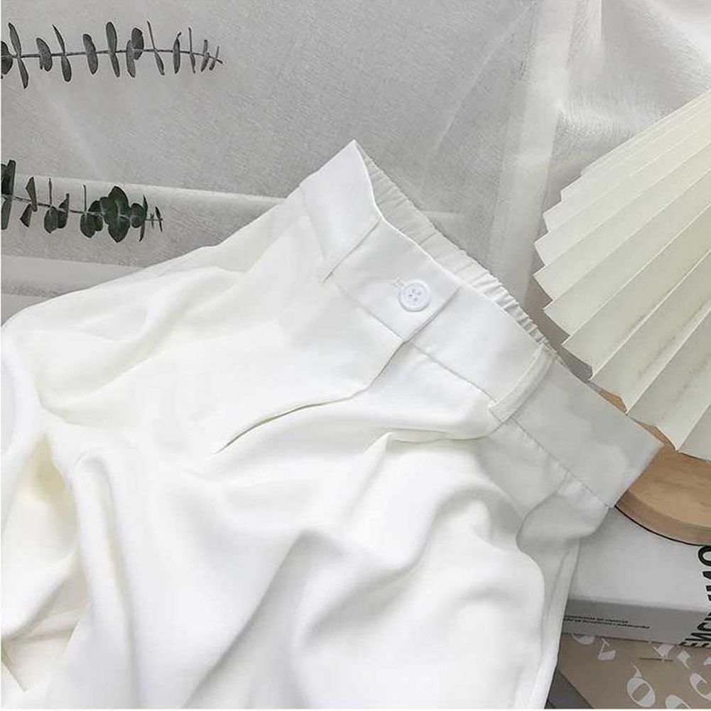 Yfashion Women Classic Straight Leg Suit  Pants, High-waist Loose Slim-fit Button Casual rousers, For Office Business With Pockets color:White size:S: 85-95 ties o wear