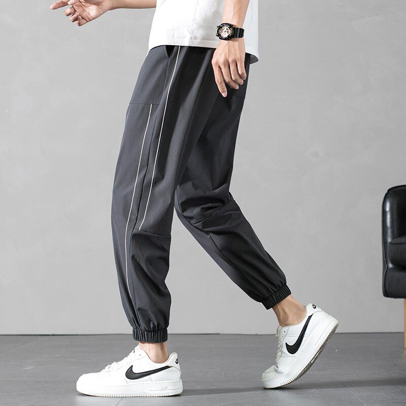 Men's jogging pants, male black cotton comfort pants, summer casual streetwear, loose pants, Japanese fashion sports pants, men