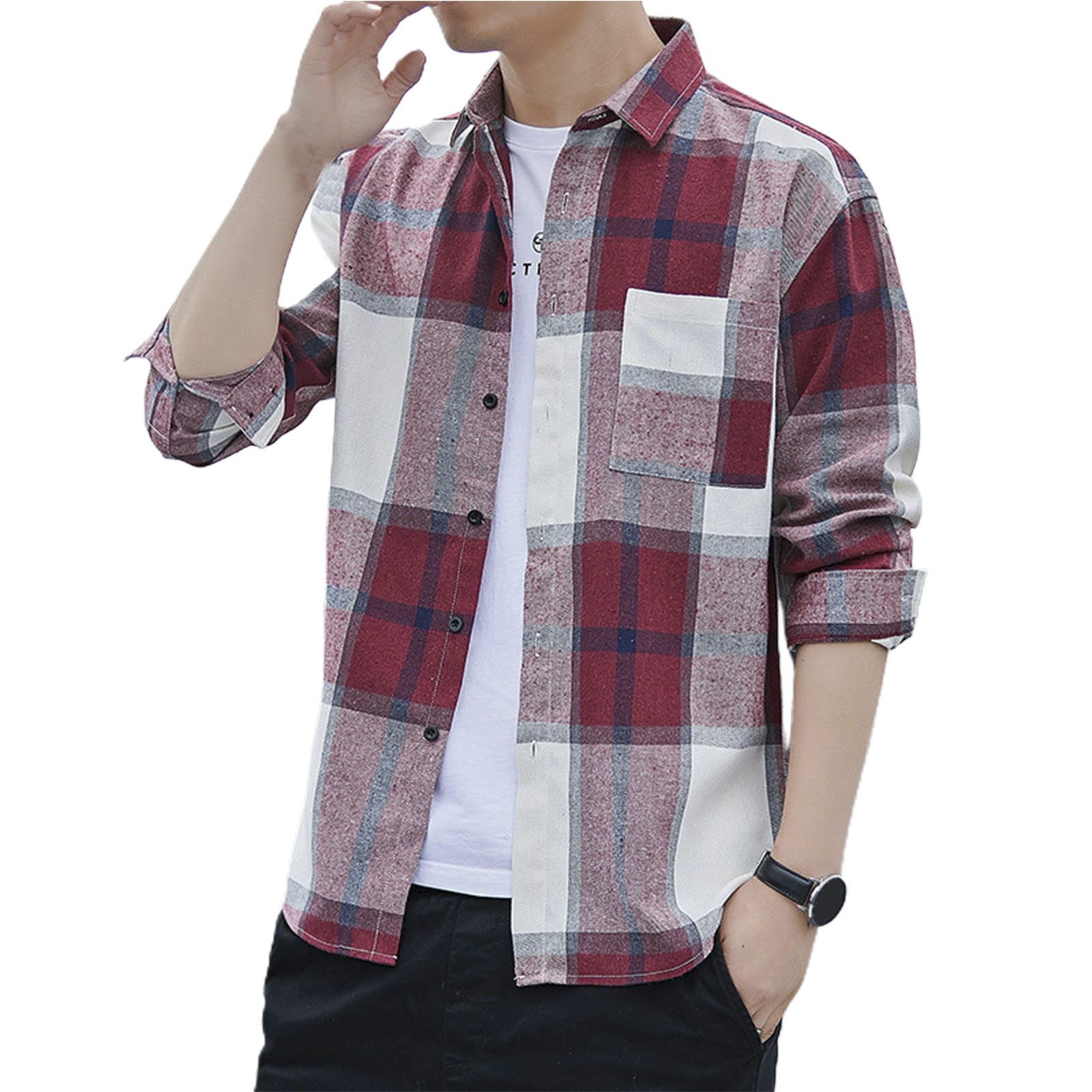 Cardigan Shirt Button Closure Full-sleeve Plaid Shirt