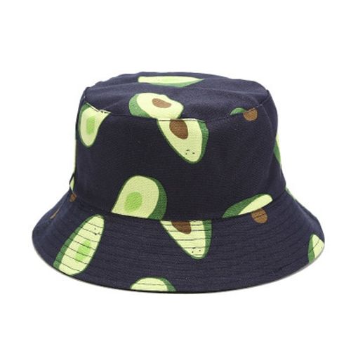 Sparsil Summer Unisex Beach Fisherman's Hat Canvas Fruit Pattern Wearable Cap Leisure Protection Bucket Chapeau