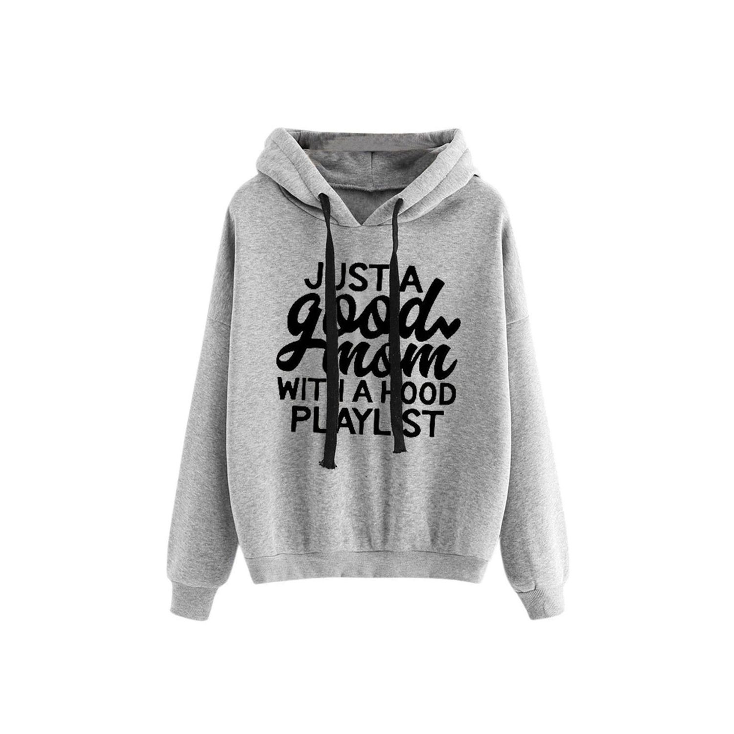 Women Fashion Long Sleeve Letter Print Hoodie Women Ladies Loose Hooded Top for Shopping Daily Wear