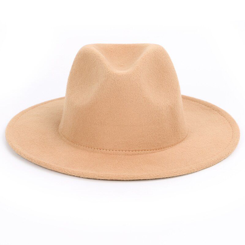Men's hats solid color fashion big hats along the classic large size 60CM men and women universal adjustable fedora jazz