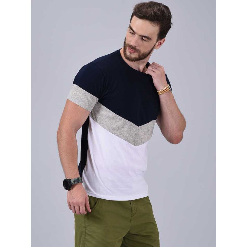 Premium Middle V-sap Contrast T-shirt for Men - T-Shirt For Men - T Sirt