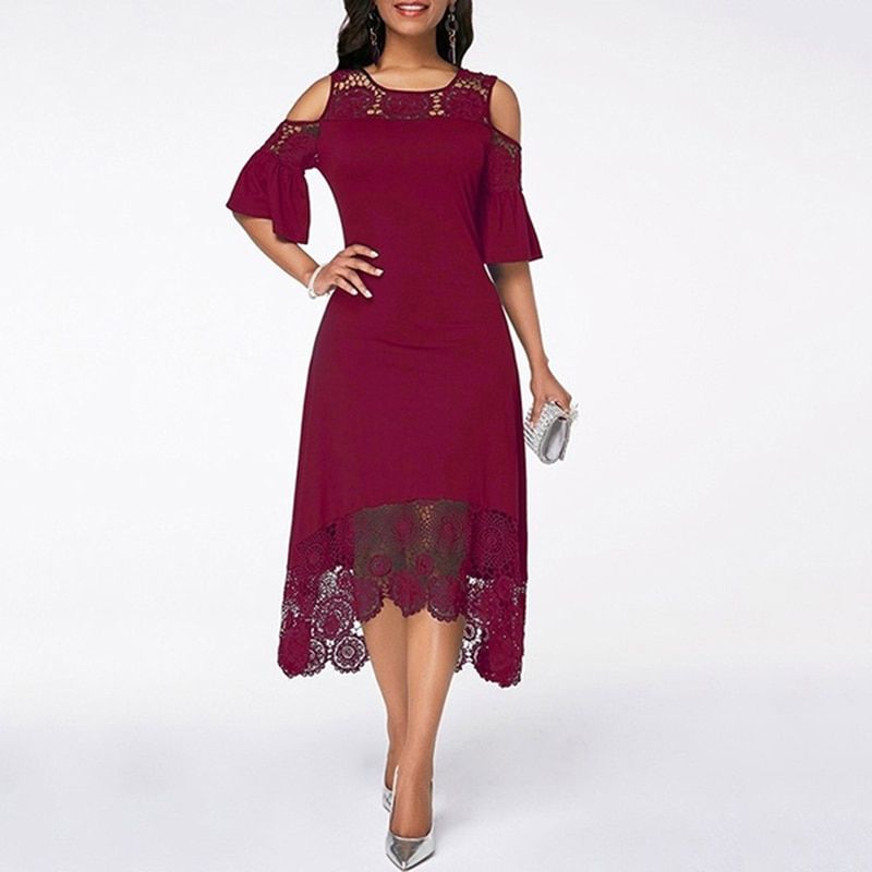 Women Dress Lace Hollow Backless Elegant Party Chic Retro Dress Black White Lace Dresses New 2022 New