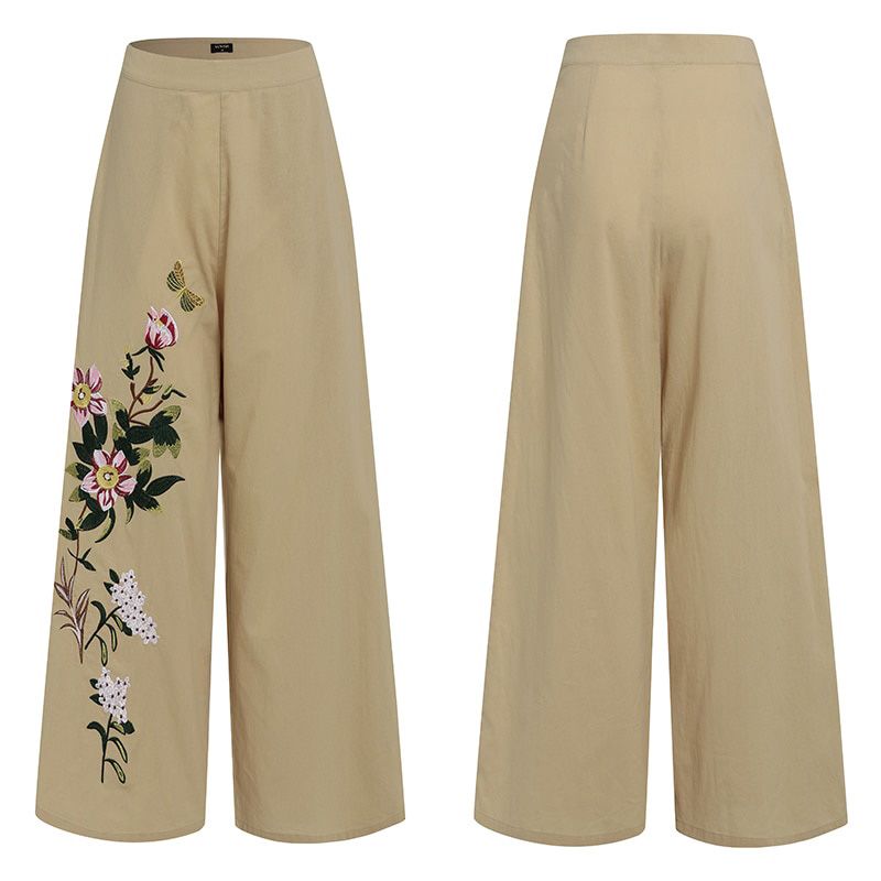 Wide Leg Pants VONDA Summer High Waist Women's Trousers With Pockets Bohemian Party Vintage Printed Pantalons