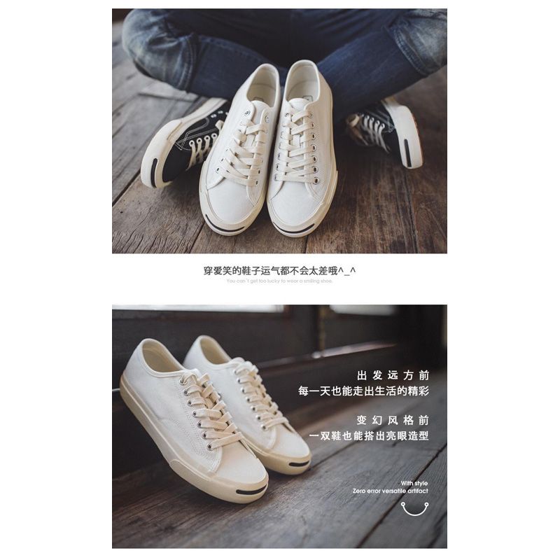high quality 2021 new men open smile canvas shoes classic black Korean version of the trend of wild casual shoes smiley vulcanized shoes boy shoes