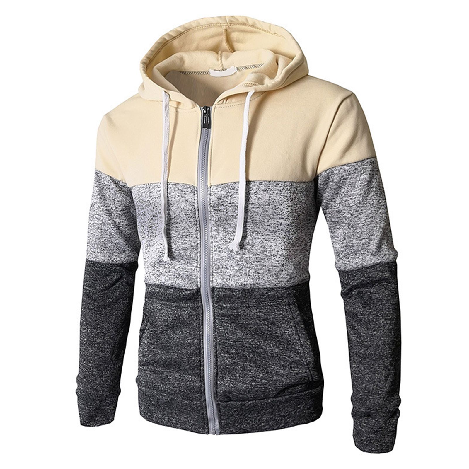 Sweater Coat Elastic Cuff Men Zip Up Casual Elastic Sweater