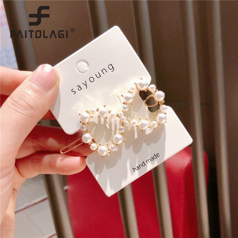 1PC Popular Korea Imitiation Pearl Hair Clip Snap Barrettes Women Girl Handmade Pearl Flowers Hairpins Hair Accessories