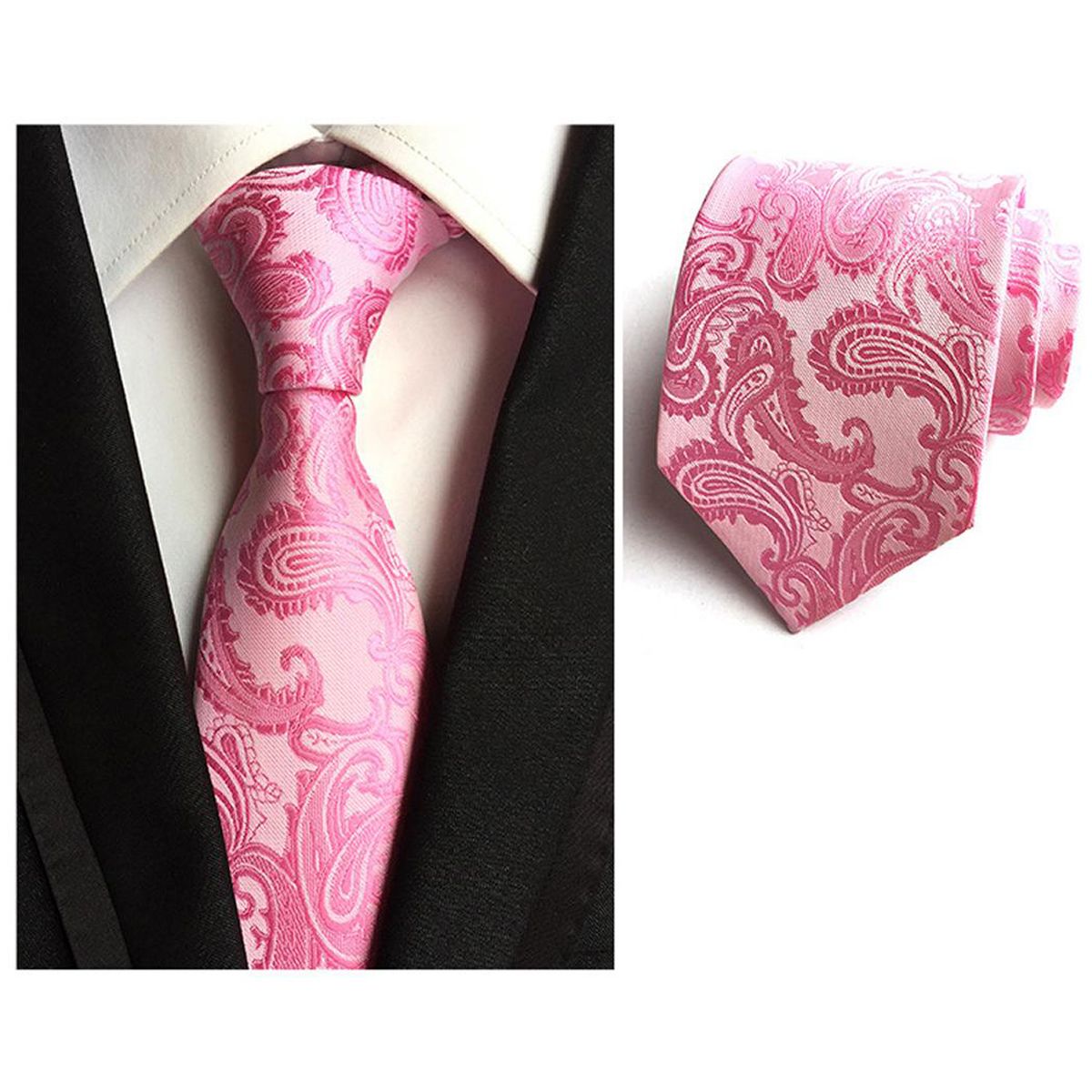 Men's Paisley Tie Silk Blend Neckties Formal Gentleman 8CM Width Polyester Business Wedding Suit Ties - intl