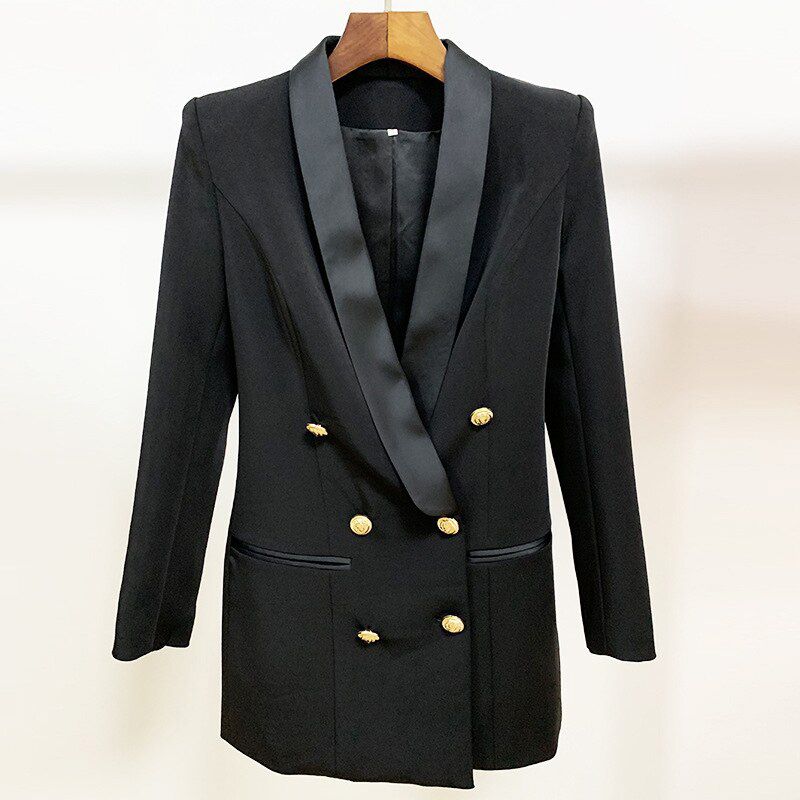 Spring Autumn Ol Solid Blazer For Women Pink Sexy Long Sleeve Double-ed Slim Coat Top Female Fashion Clothes New