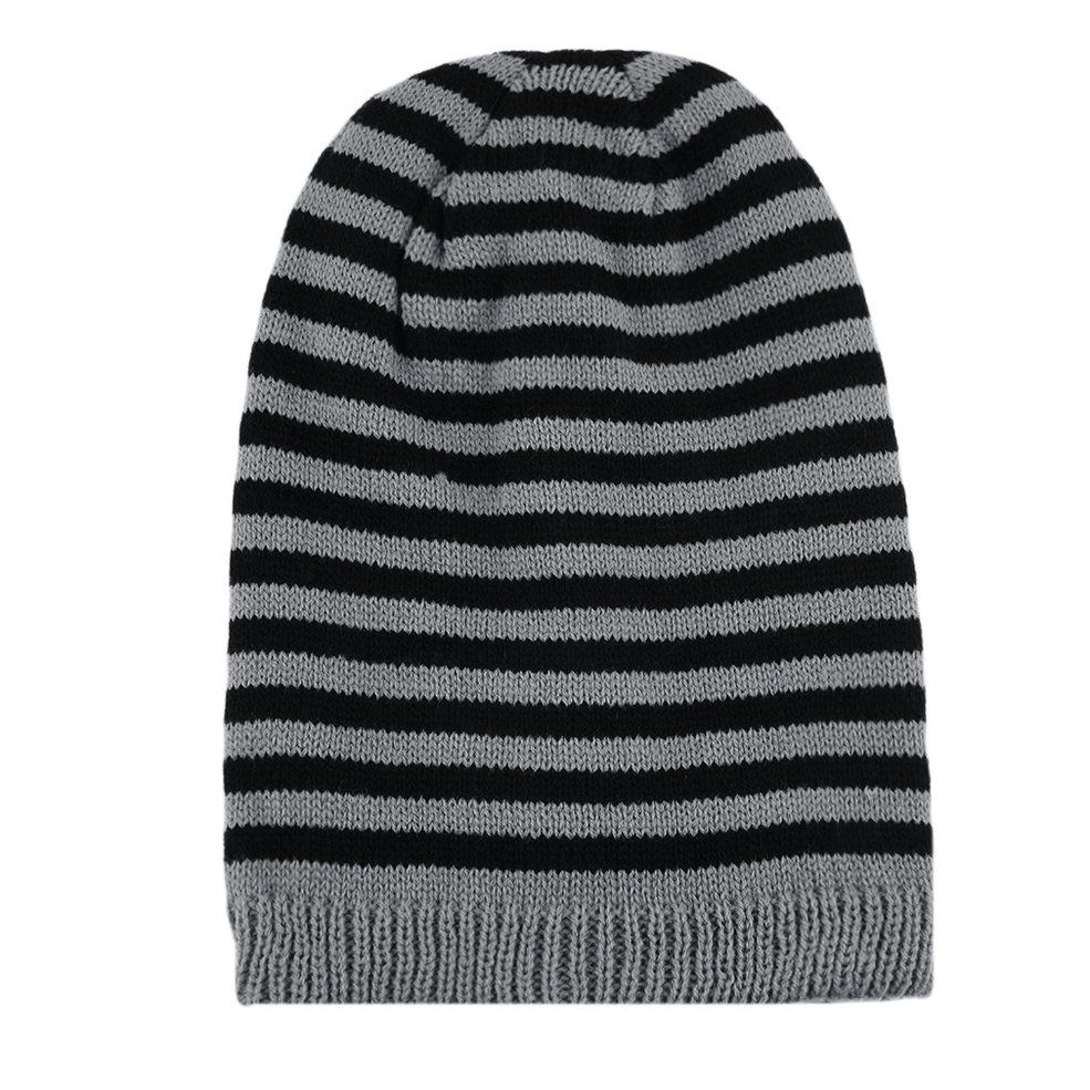 Fashion UniStriped Knit Ct Hat Winter Warm Baggy Beanie Cap