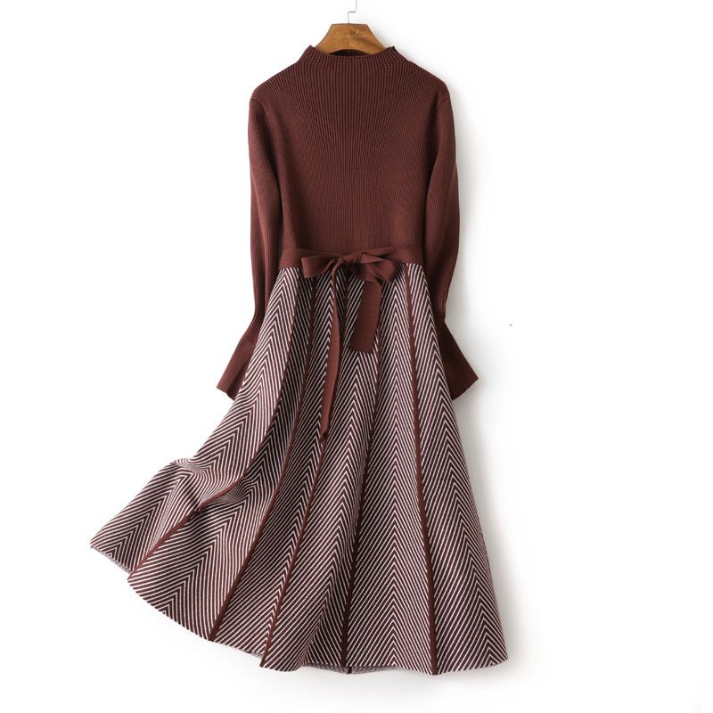 GIGOGOU Luxury Jacquard Long Knit Women Maxi Sweater Dress Sahes Turtleneck A Line Dresses ChristParty Midi Dress Vestidos